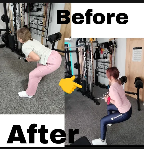 トレーニング中の姿のビフォーアフターの比較写真